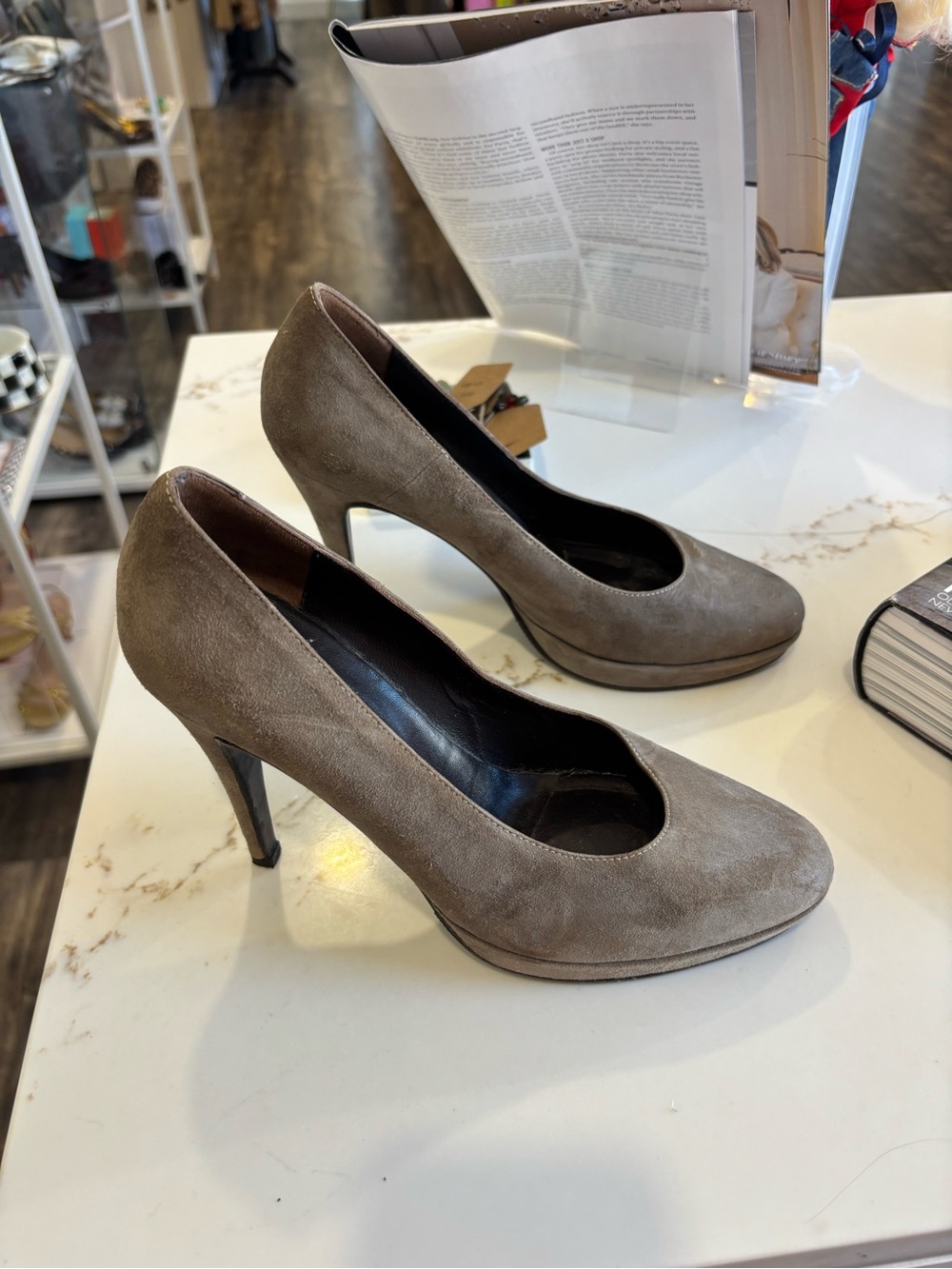 Vera Gomma Italian Women's Taupe Suede High Heel Pumps